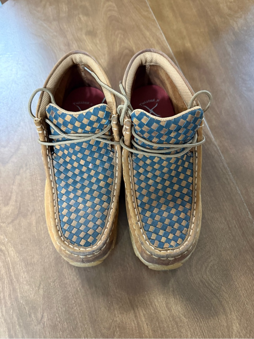 Twisted X Kids Woven Moccasins in Blue & Tan